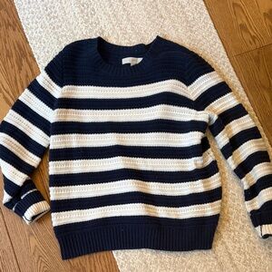 LOFT Striped Navy and Cream Sweater